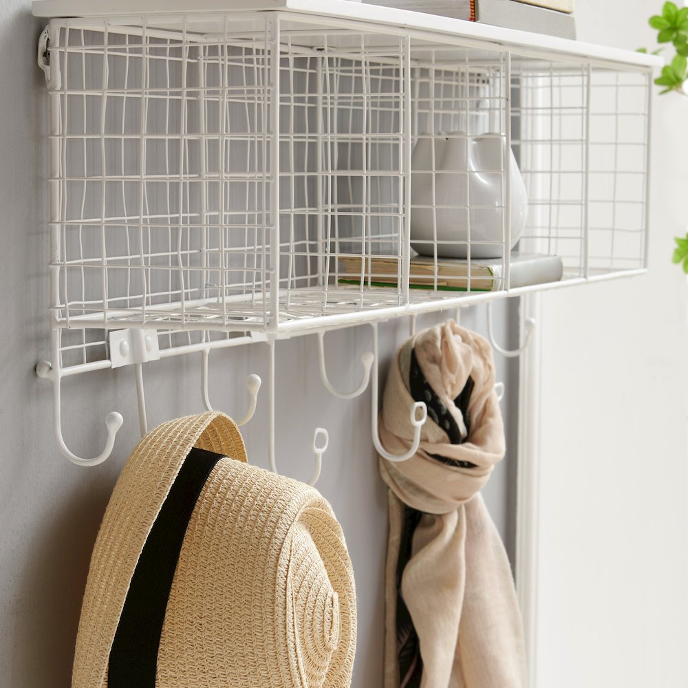 Four Cubby Wall Shelf White. Picture 2