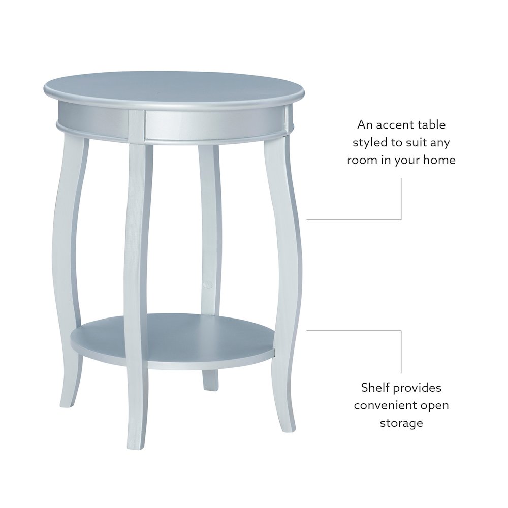 Silver Round Table with Shelf. Picture 8