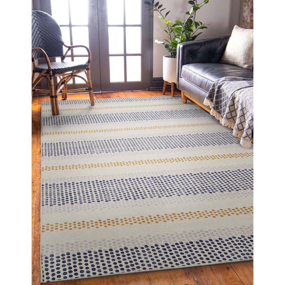 Outdoor Washable Delray Ivory & Blue 5' X7', Rug. Picture 1