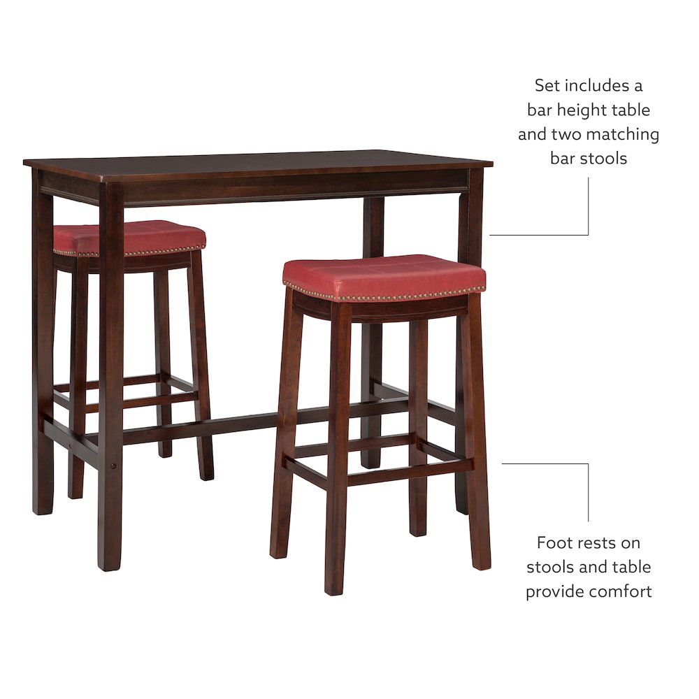 Claridge 3Pc Bar Set Brown Red. Picture 6