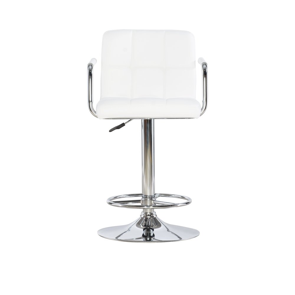 White and Chrome Quilted Barstool. Picture 2