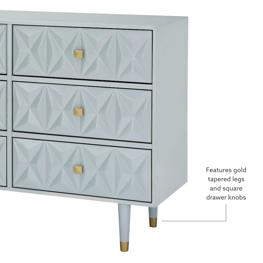 Six Drawer Geo Texture Dresser Grey. Picture 12