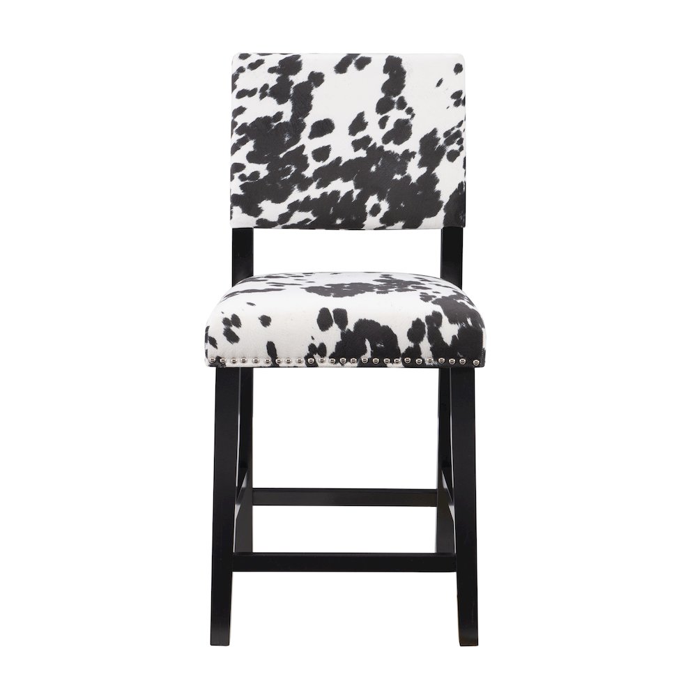 Corey Black Cow Print Counter Stool. Picture 1