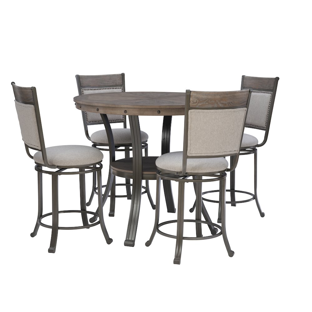 Franklin 5 Piece Gathering Counter Height Group Pewter. Picture 9
