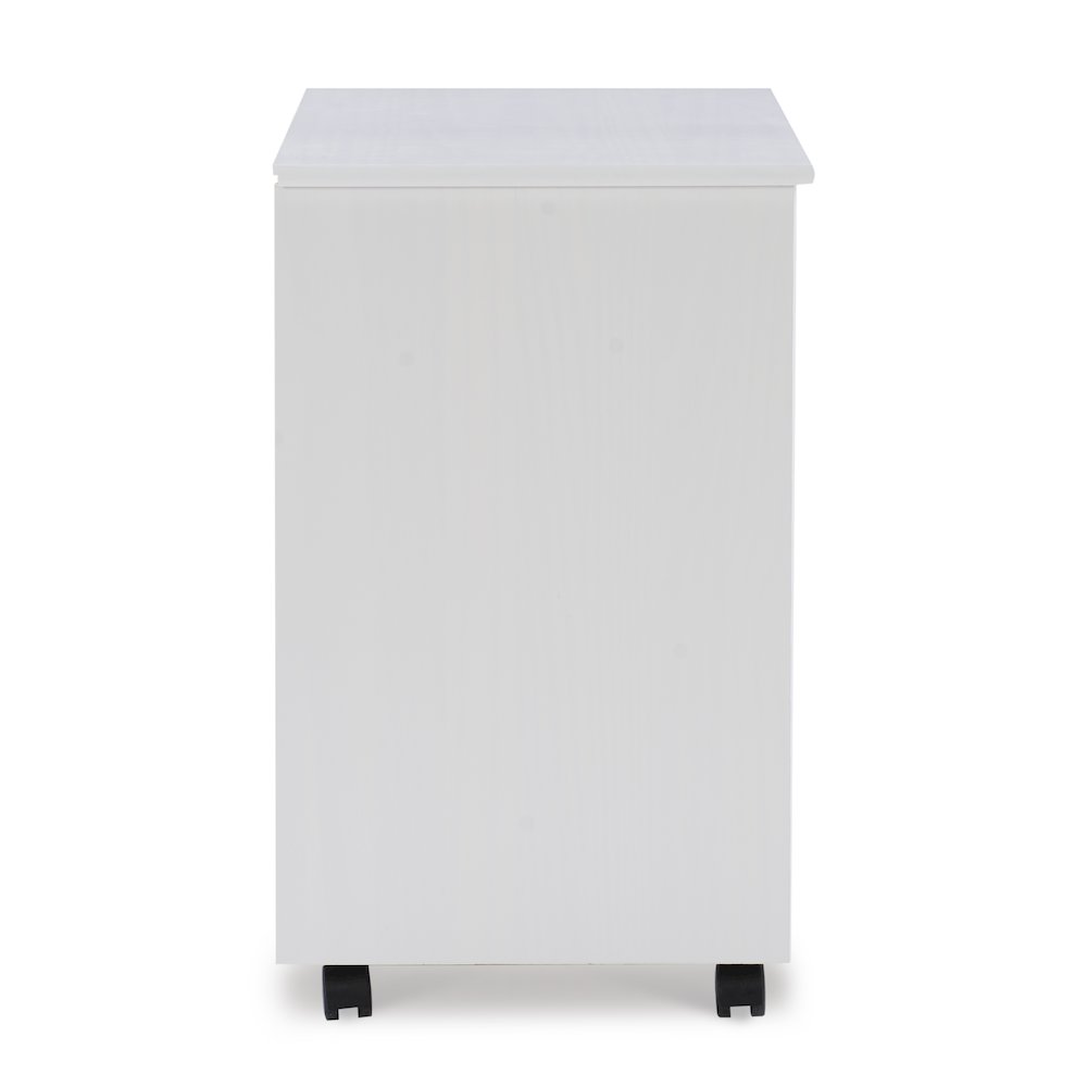 Cary Six Drawer Wide Roll Cart, White Wash. Picture 7