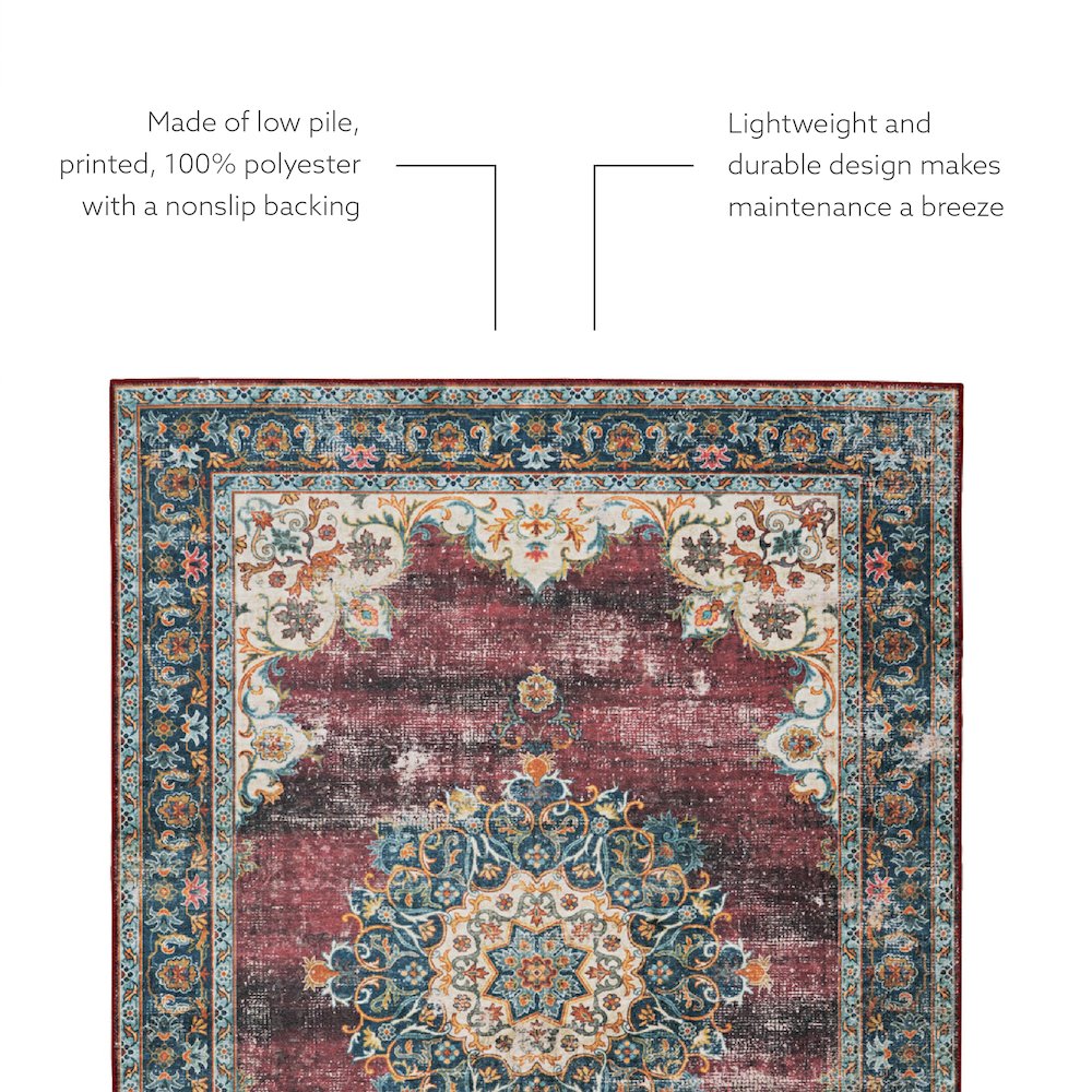 Washable Bryant Ivory/Burgundy 2x8, Rug. Picture 5