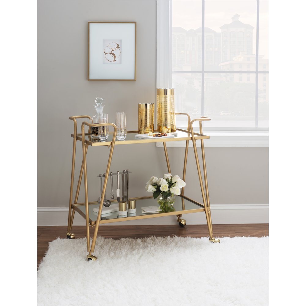 Gold Mid-Century Bar Cart. Picture 2