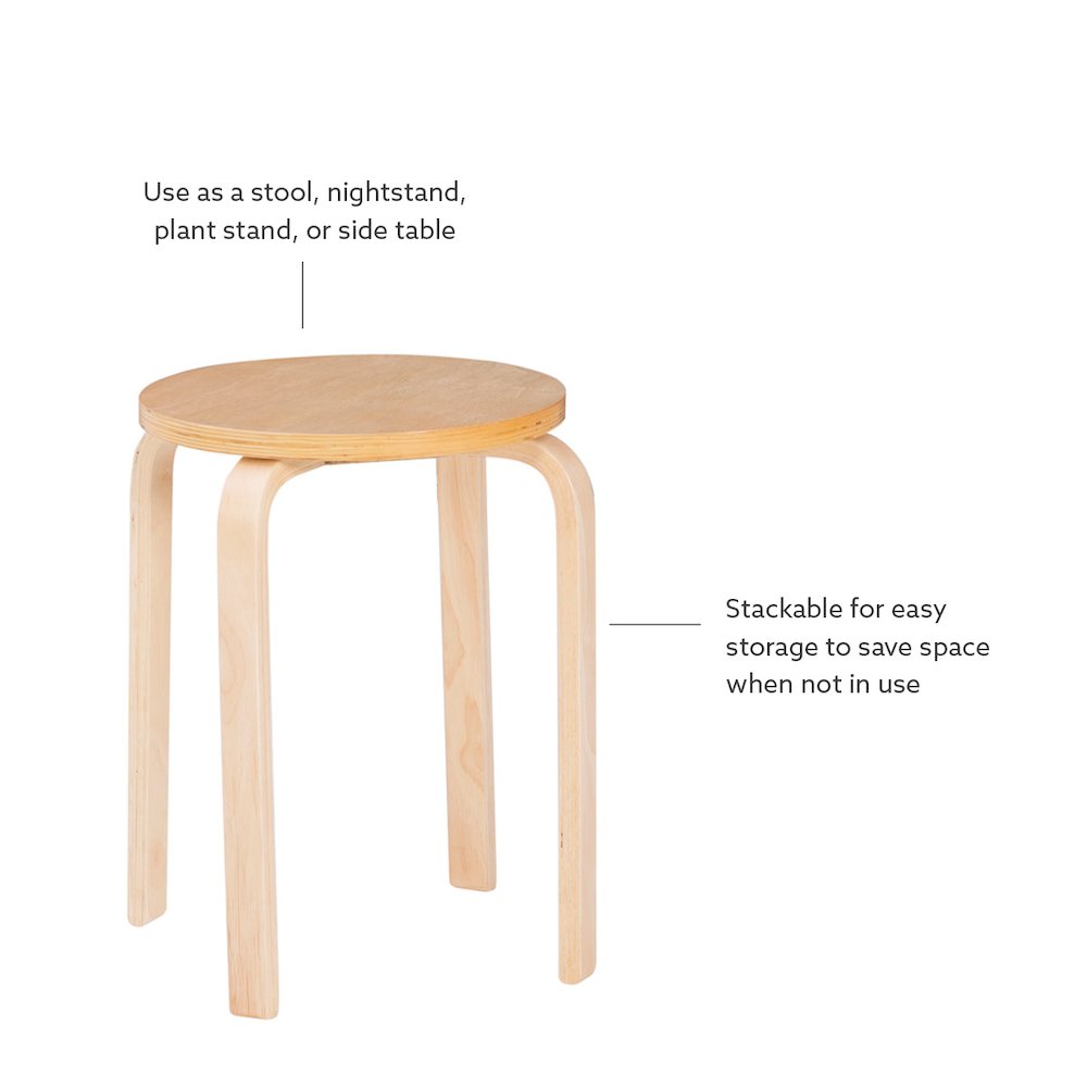 17 Inches Bentwood Stool - Natural Set Of 4. Picture 8