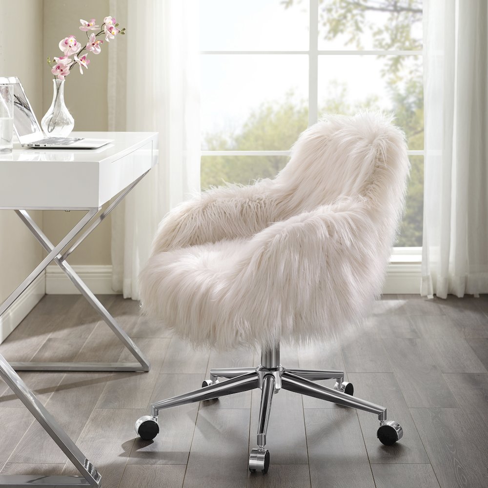 Fiona Faux Fur Office Chair, Pink. Picture 4