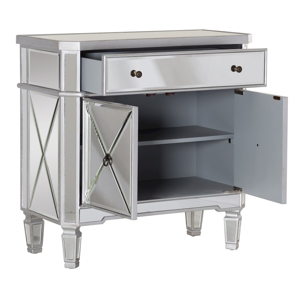 Mirrored 1-Drawer, 2-Door Console. Picture 1