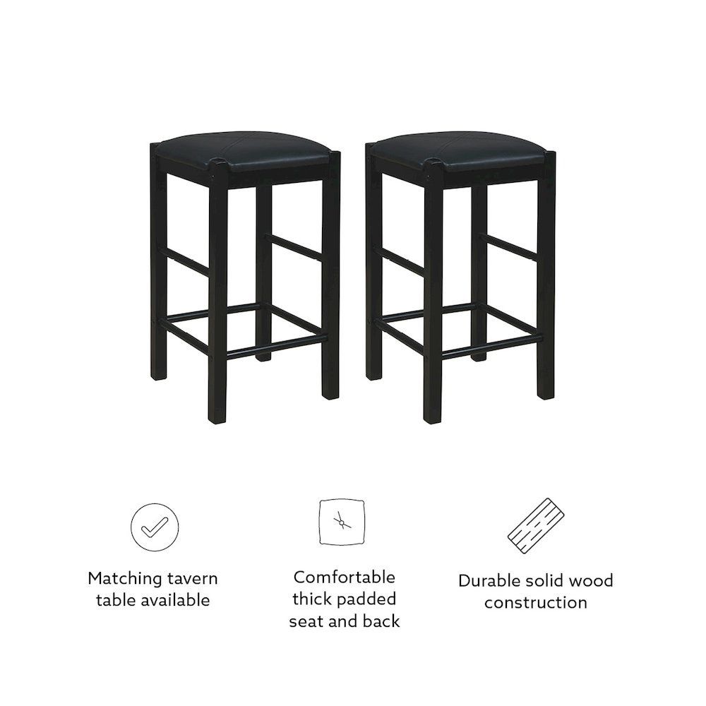 Lancer Backless Counter Stools, Black - Set Of Two. Picture 12