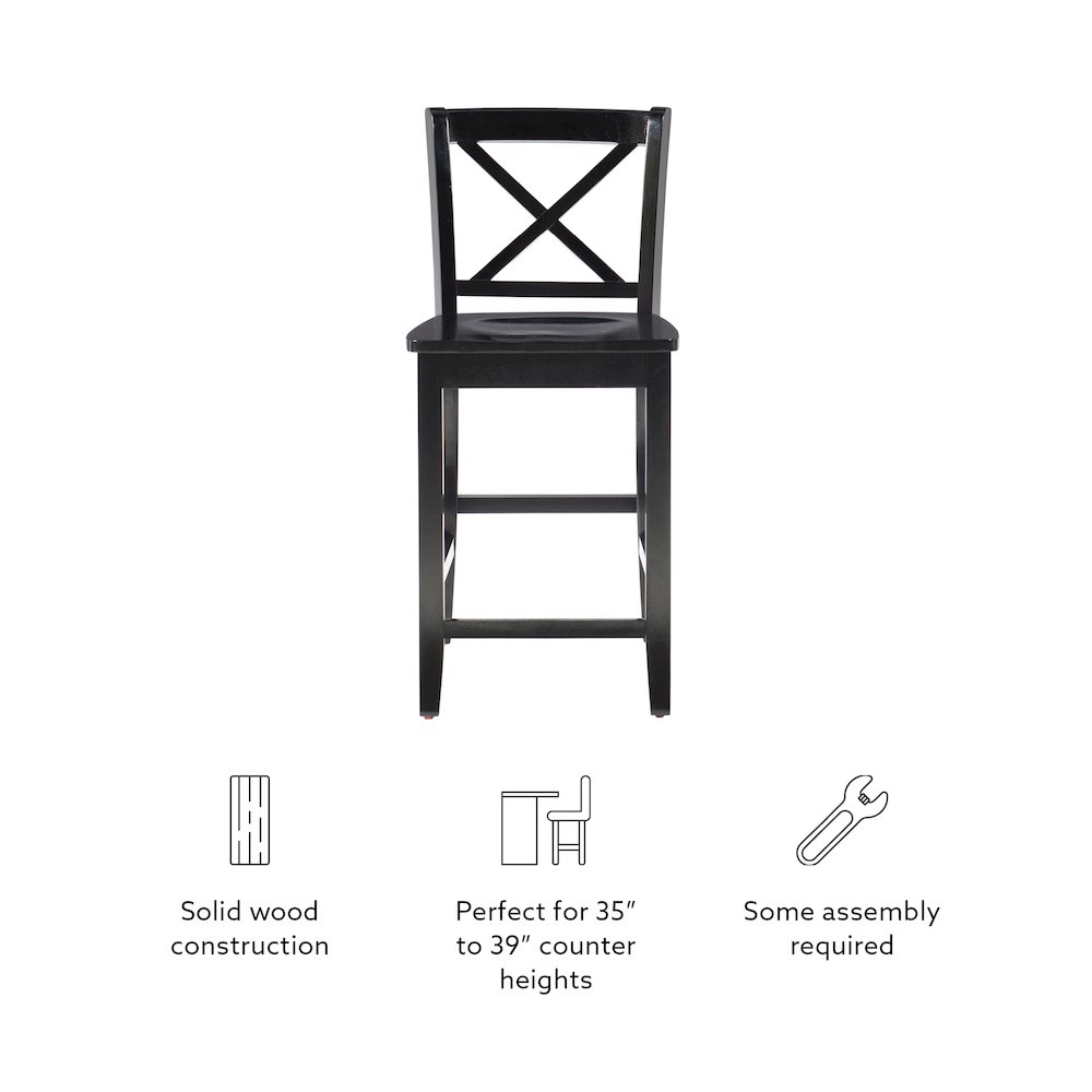 Black 24 In X Back Counter Stool. Picture 10