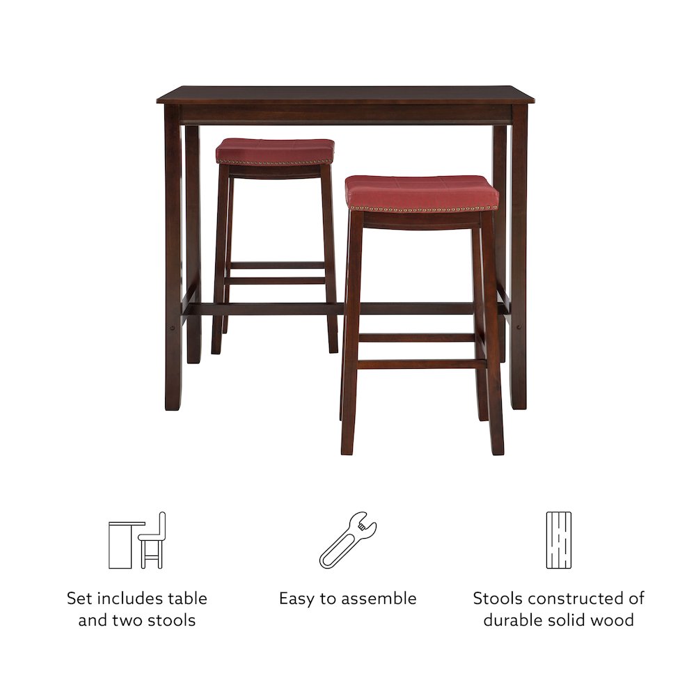 Claridge 3Pc Bar Set Brown Red. Picture 10
