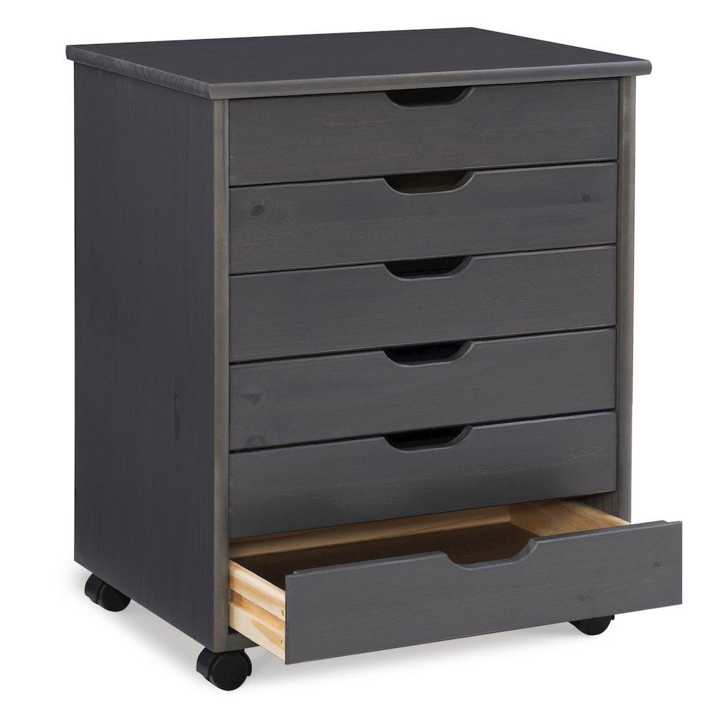 Cary Six Drawer Wide Roll Cart, Grey. Picture 1