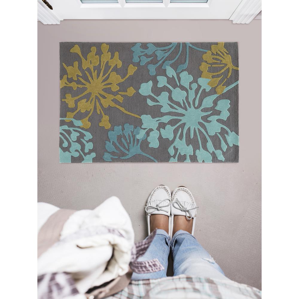Trio Dandelion Grey & Aqua 1.10x2.10, Rug. Picture 2