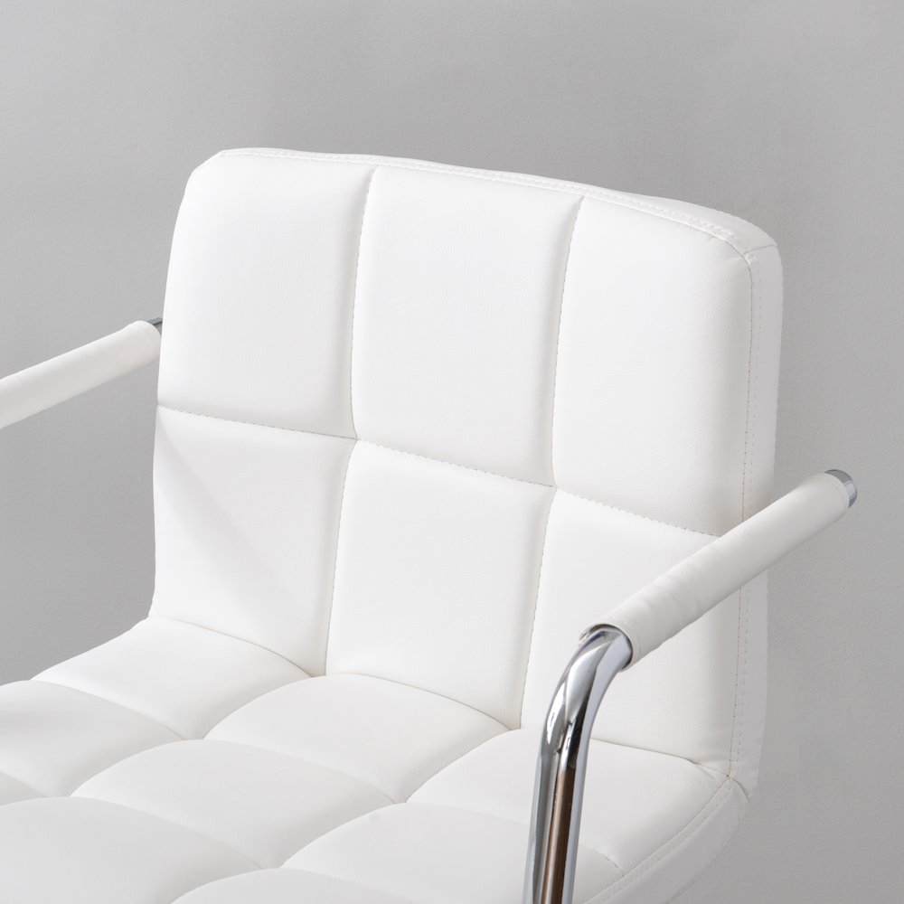 White and Chrome Quilted Barstool. Picture 6
