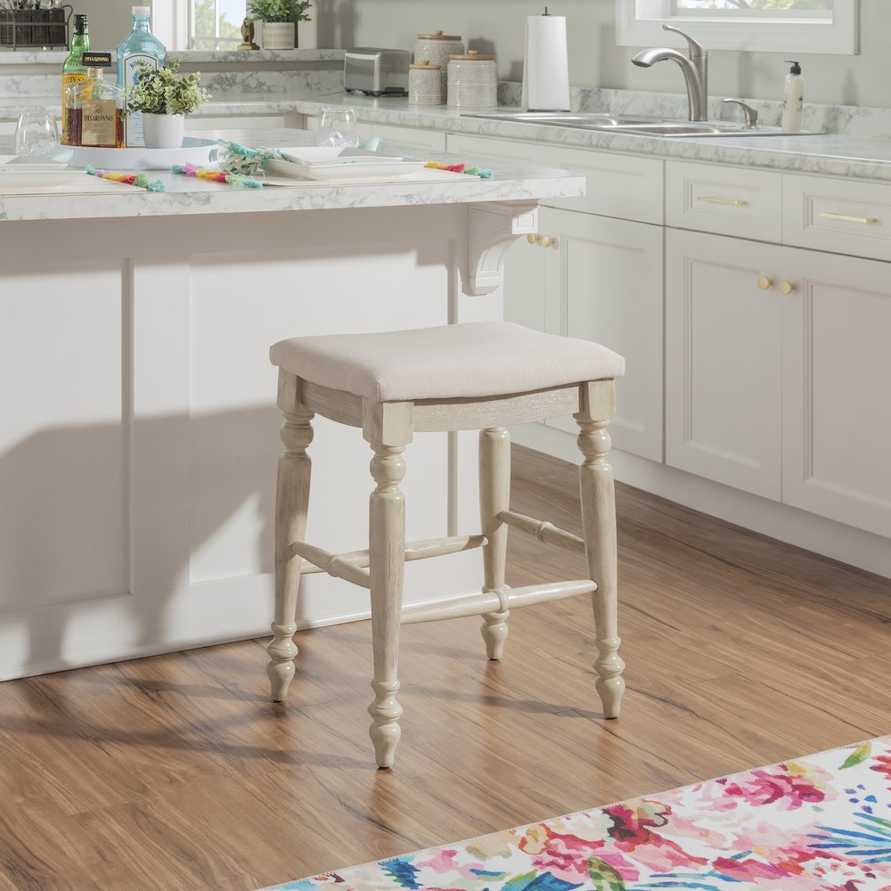 Marino White Wash Backless Counter Stool. Picture 3