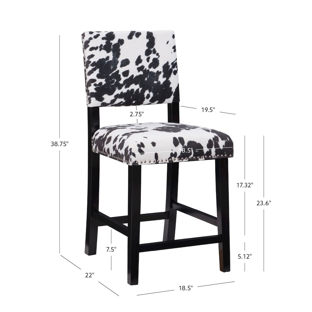 Corey Black Cow Print Counter Stool. Picture 15