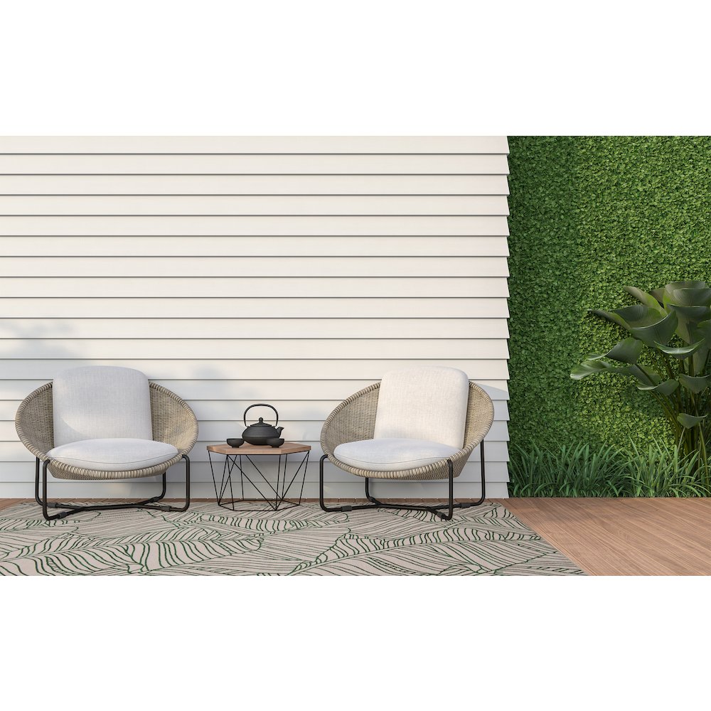 Outdoor Washable Largo Ivory & Green 7' X 9', Rug. Picture 3
