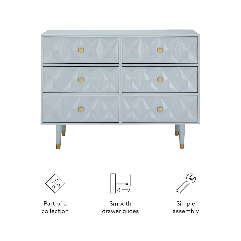 Six Drawer Geo Texture Dresser Grey. Picture 14