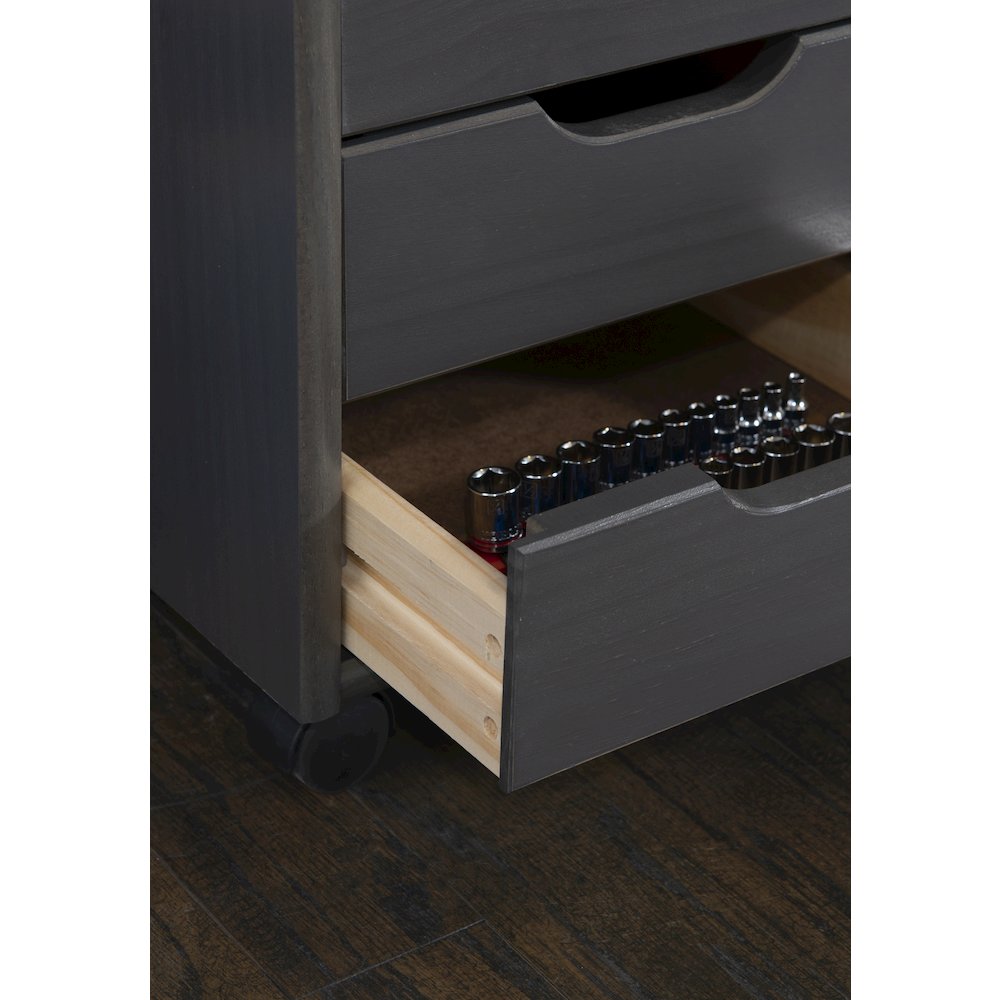 Cary Six Drawer Rolling Storage Cart, Grey. Picture 3