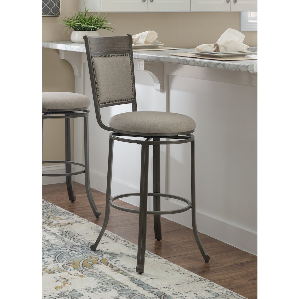 Franklin Swivel Barstool, Pewter. Picture 3