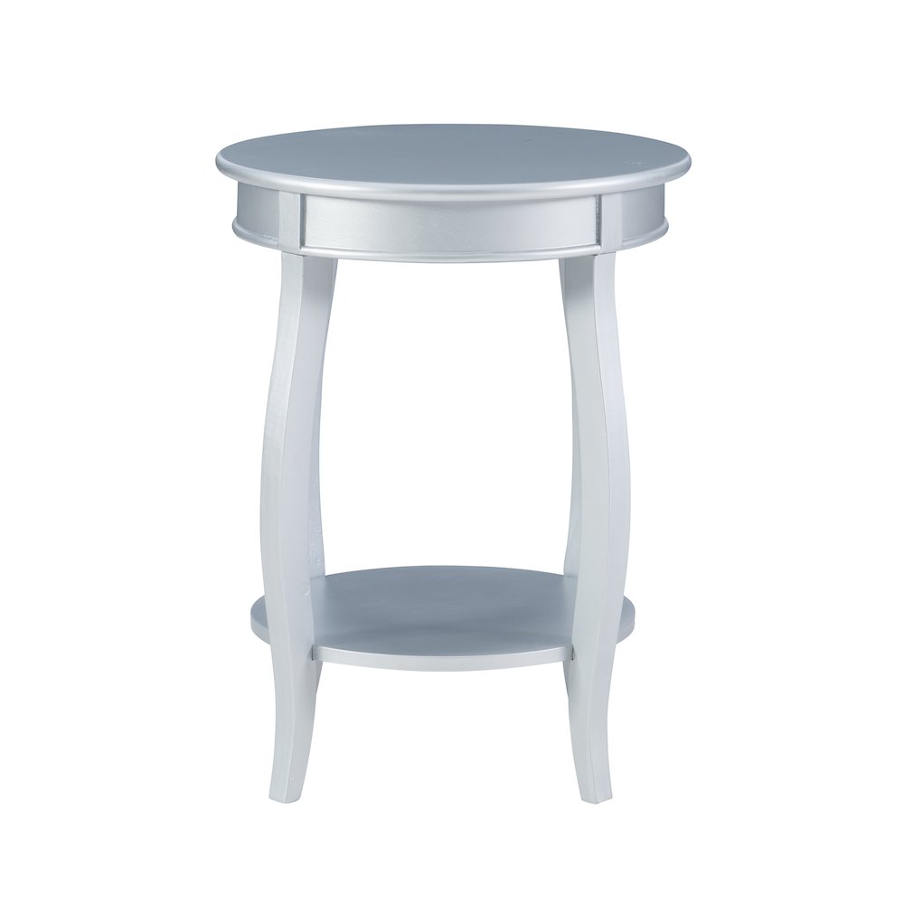 Silver Round Table with Shelf. Picture 1