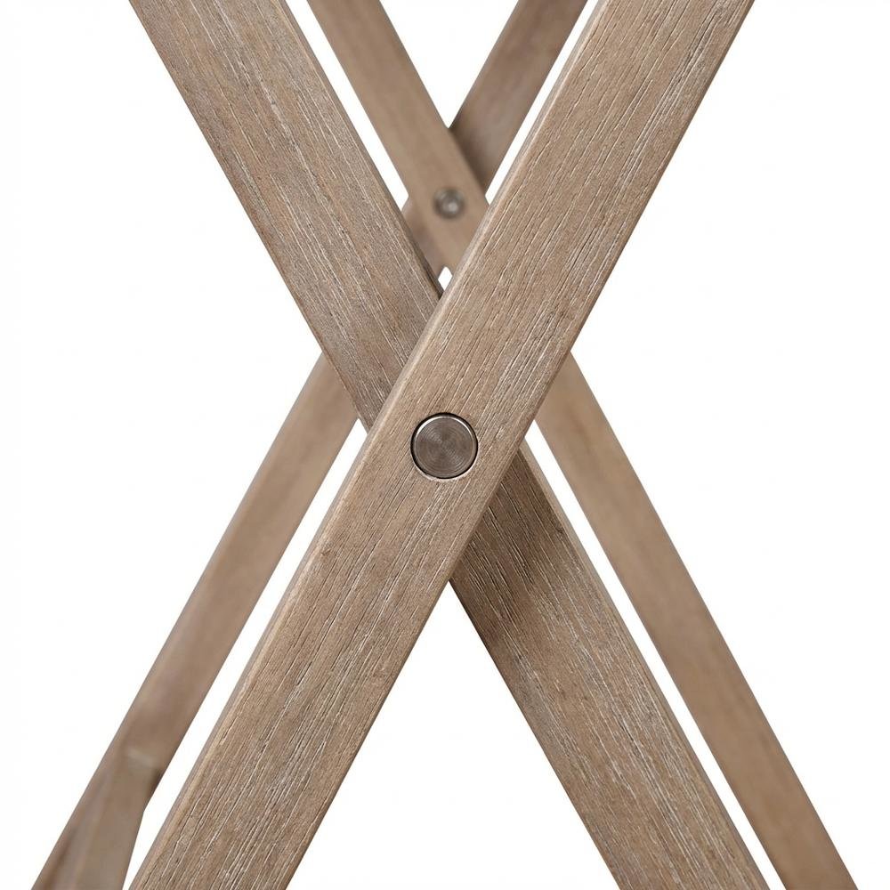Gray Acacia Tray Table Set with Solid Wood and MDF Construction. Picture 5
