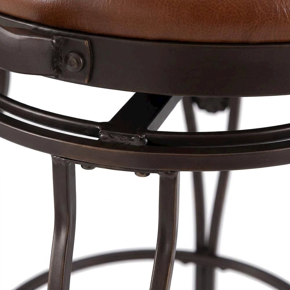 Copper Stamped Back Bar Stool with Arms in Durable Metal Construction. Picture 3