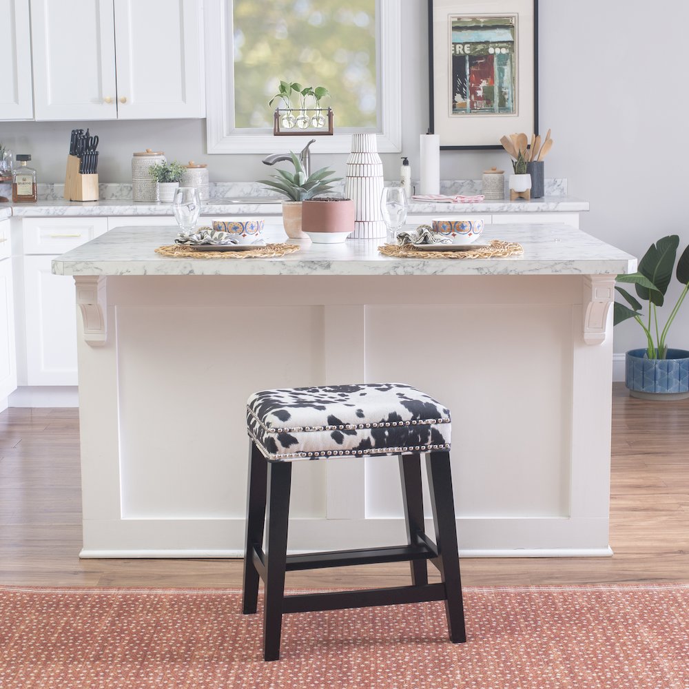 Walt Black Cow Print Counter Stool. Picture 4