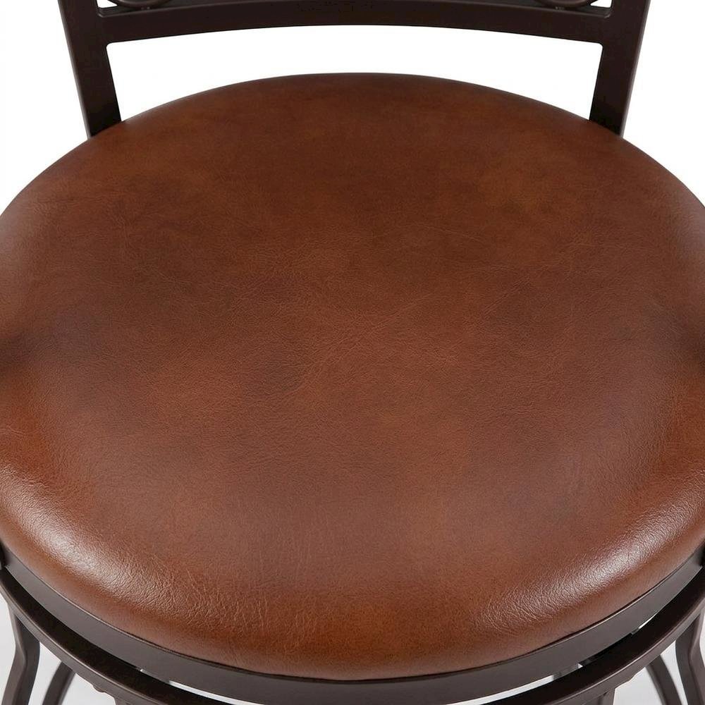Copper Stamped Back Bar Stool with Arms in Durable Metal Construction. Picture 4