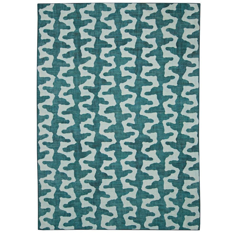 Outdoor Washable Doral Aqua & Green 5' X7', Rug. Picture 4