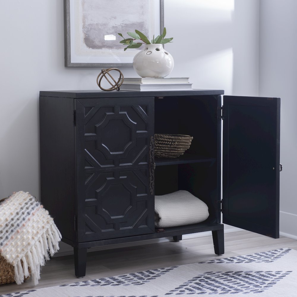 Merrin Wood 2 Door Accent Cabinet Midnight Blue. Picture 5