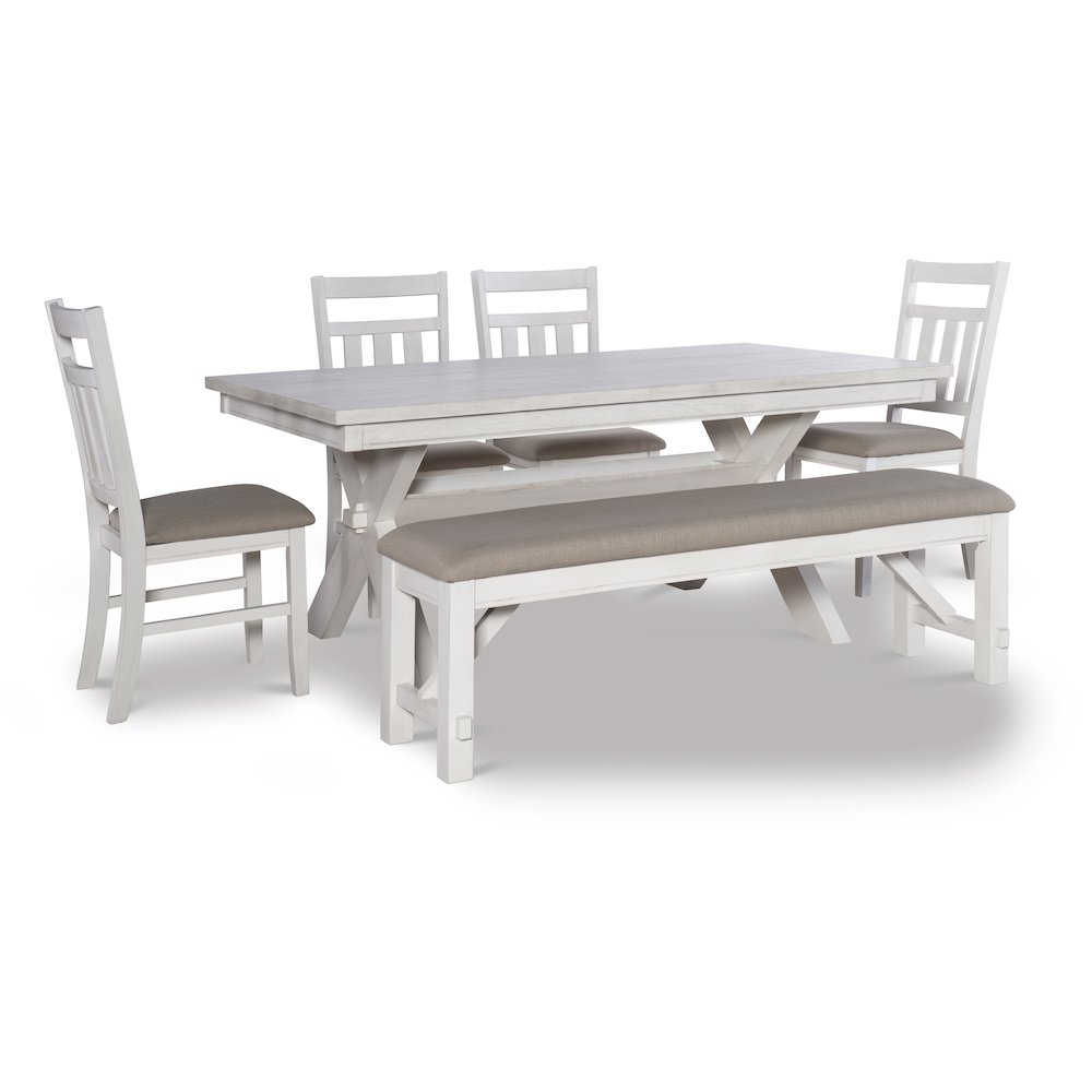 Turino Distressed White 6 PC Dining Set. Picture 11