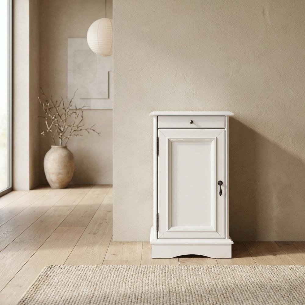 White accent table with sleek design and versatile surface for living space. Picture 2