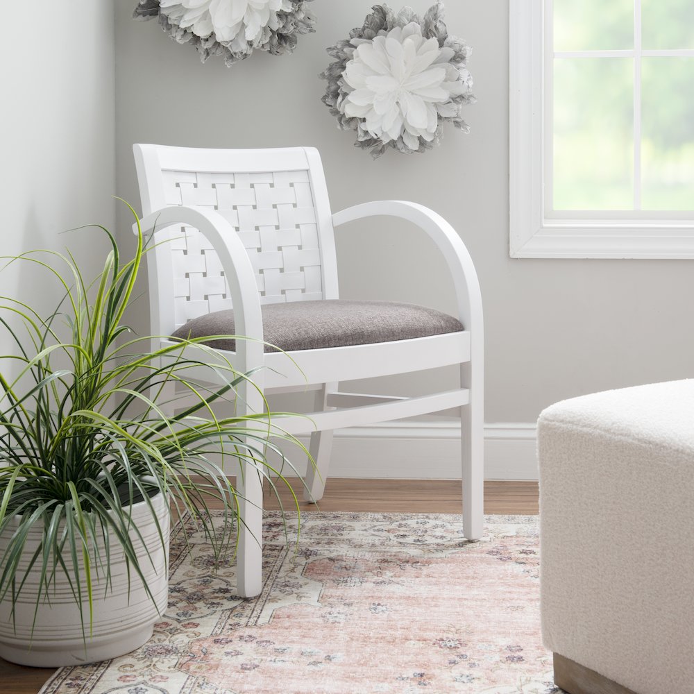 Samantha Woven Arm Chair White. Picture 2