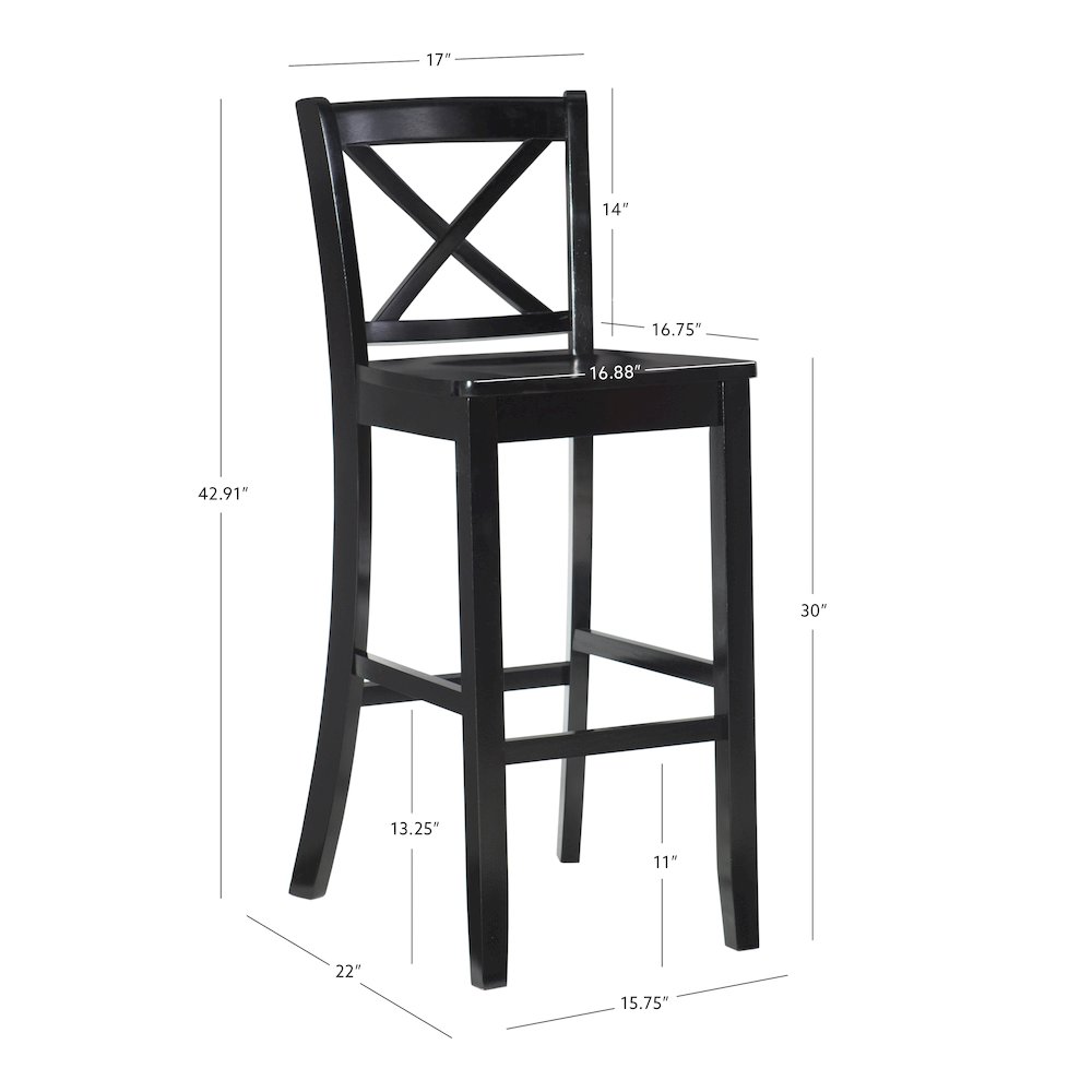 Black 30 In X Back Bar Stool. Picture 12