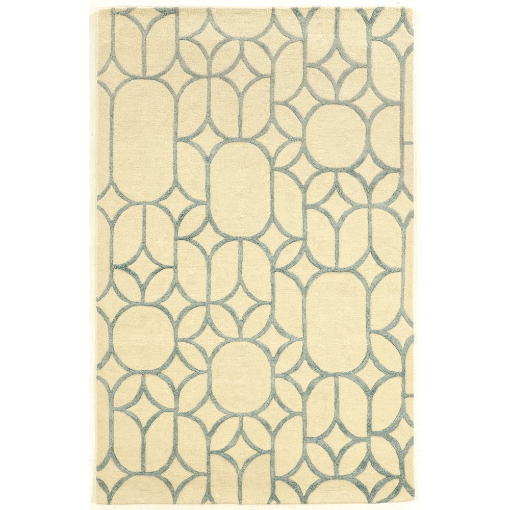 Aspire Wool Window Ivory & Turquoise8x11, Rug. Picture 1