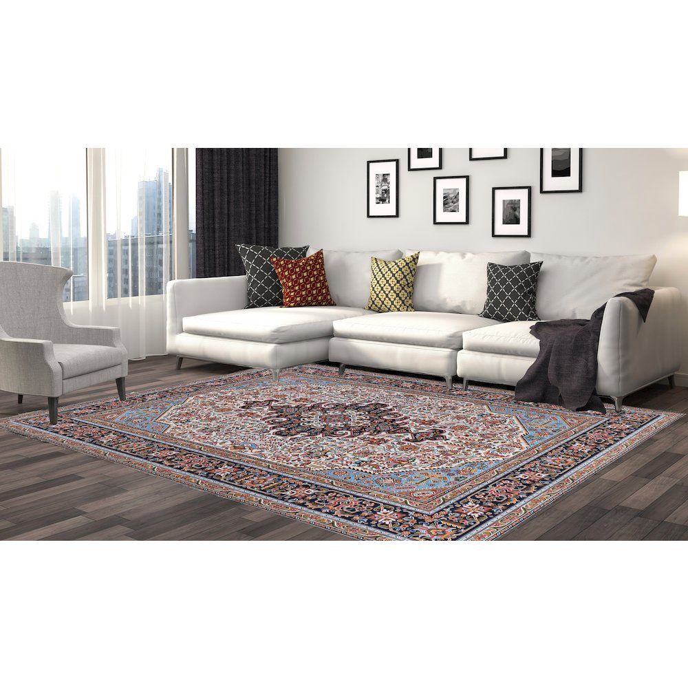 Emerald Landis Ivory & Blue 6.7x9.7, Rug. Picture 1