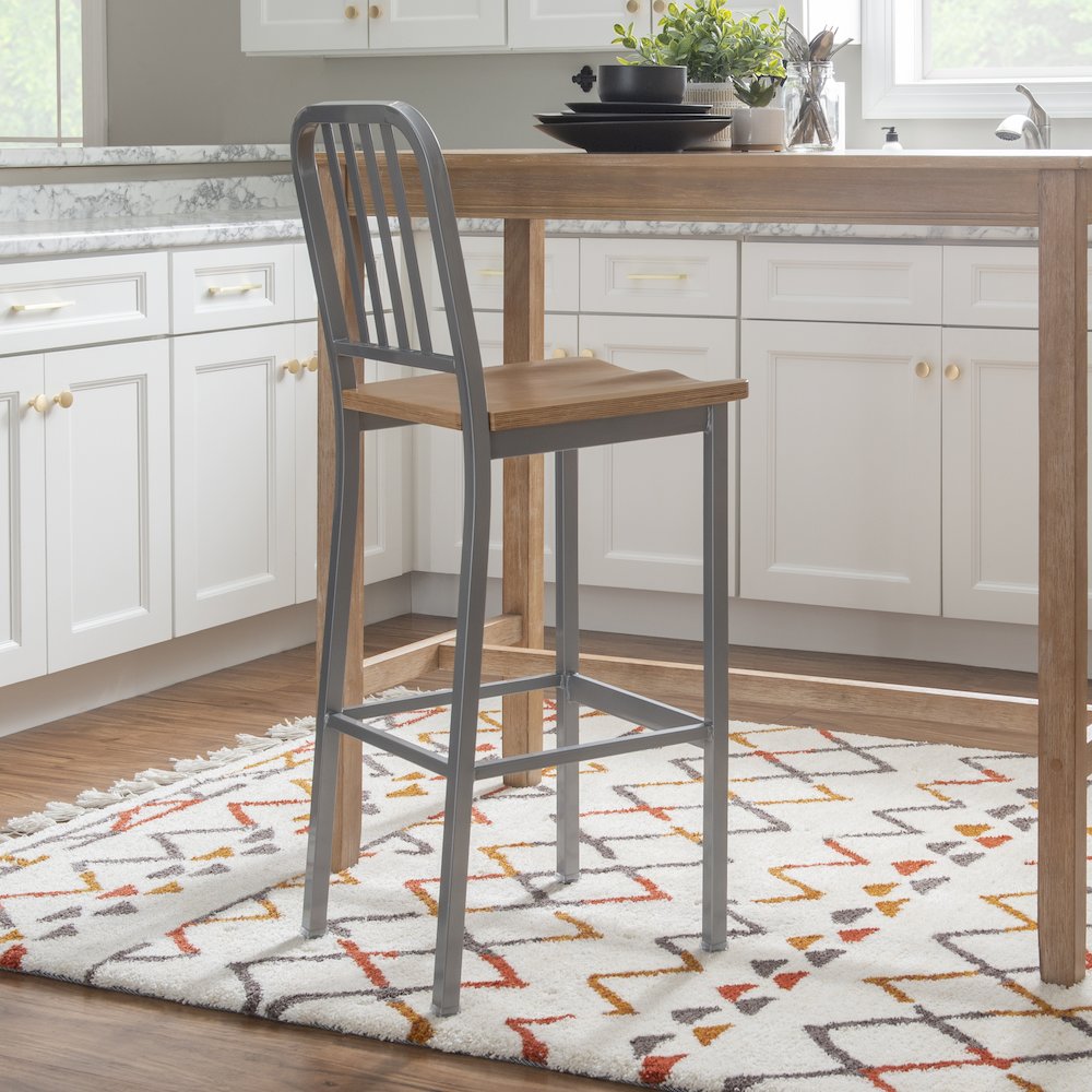 Frazier Metal Barstool Silver Set Of 2. Picture 4