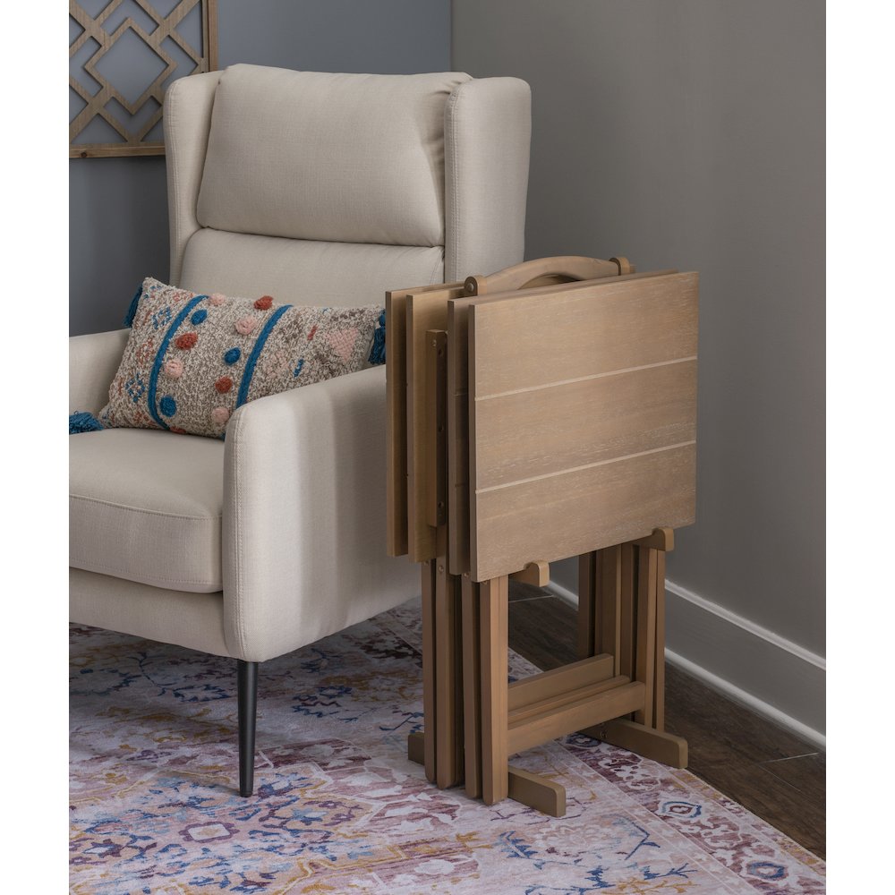 Driftwood Acacia Tray Table Set. Picture 4