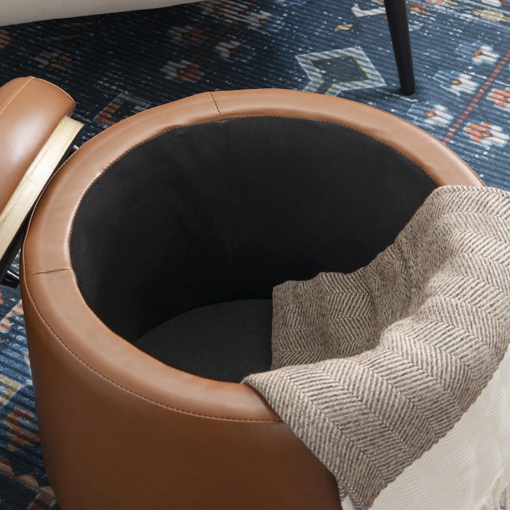 Blanche Storage Ottoman Caramel Pu. Picture 5