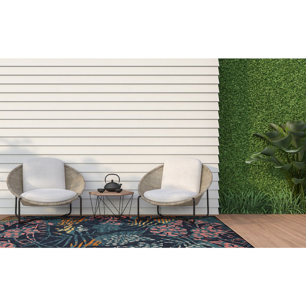 Outdoor Washable Miramar Navy & Gold 7' X 9', Rug. Picture 3
