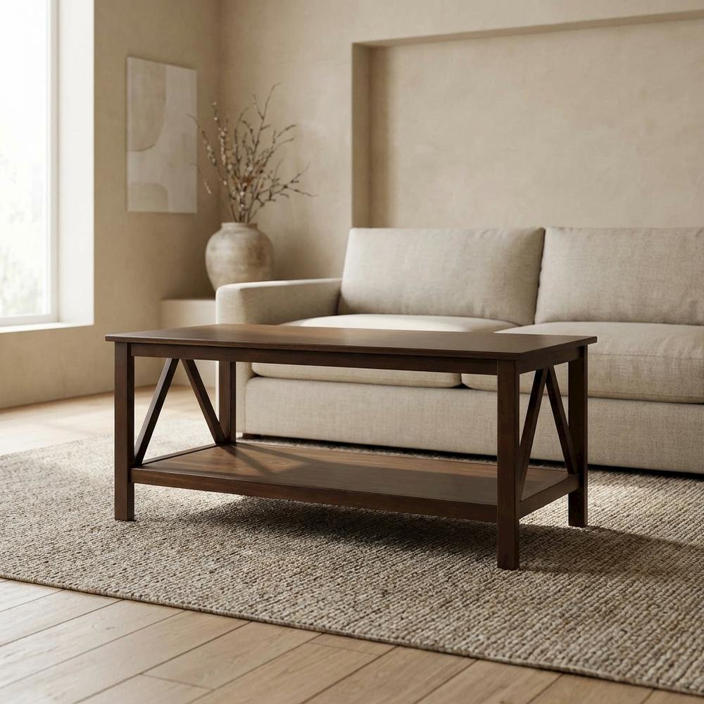 Antique Tobacco Coffee Table with Sturdy Wooden Top and Modern Design. Picture 3