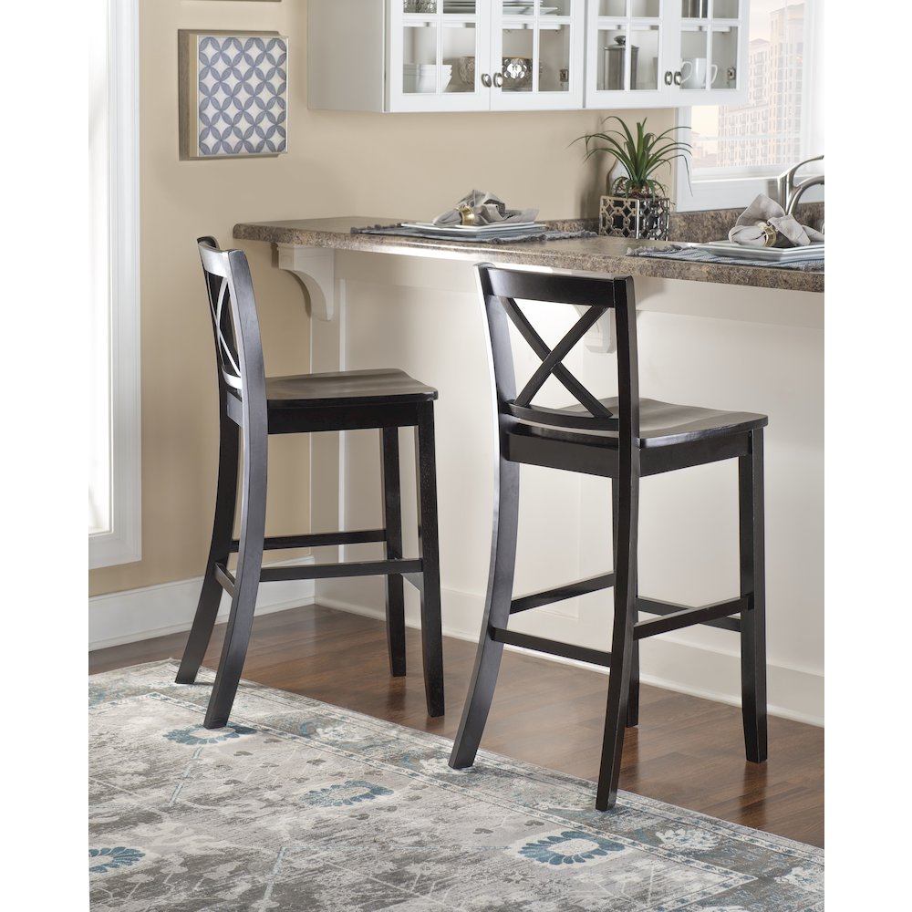 Black 30 In X Back Bar Stool. Picture 2