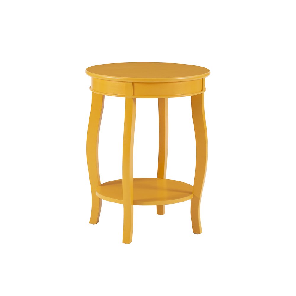 Yellow Round Table with Shelf. Picture 8