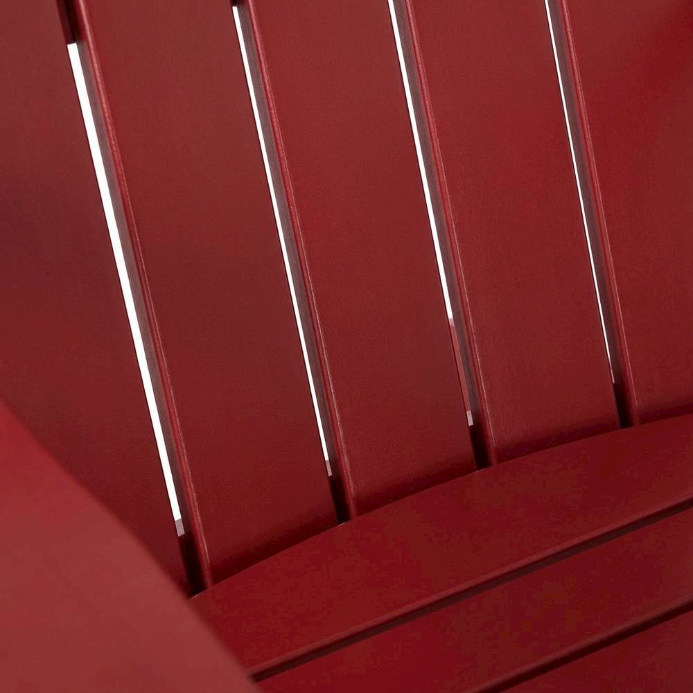 Red Adirondack Chair With Solid Wood Construction And Comfortable Design. Picture 5