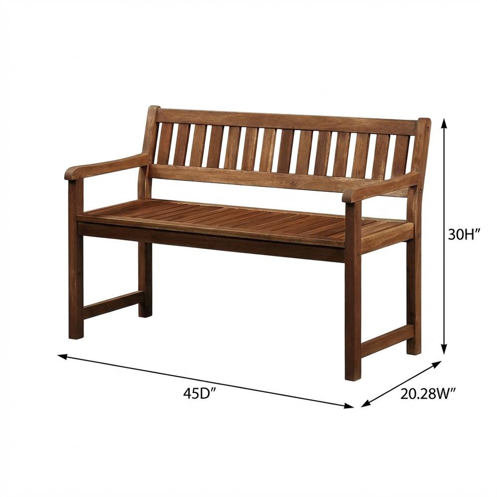 Acorn Finish Outdoor Bench In Solid Wood And Acacia For Patio Decor. Picture 7