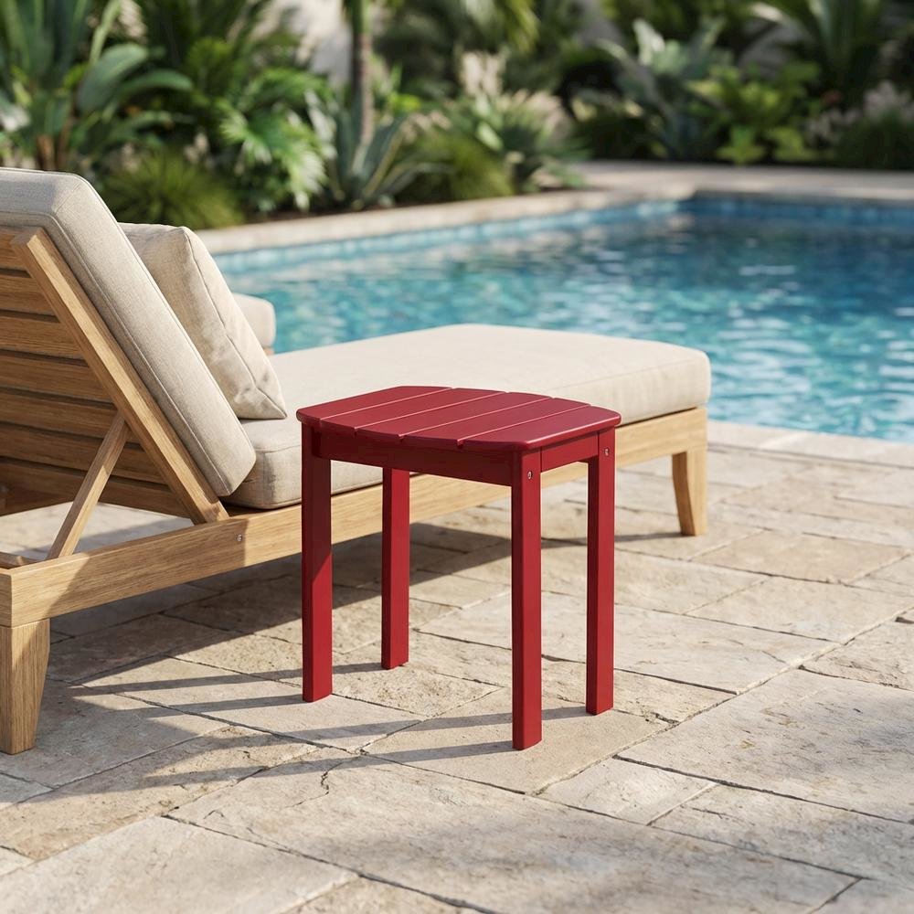Red Outdoor Coffee Table With Solid Wood And Acacia Finish. Picture 3