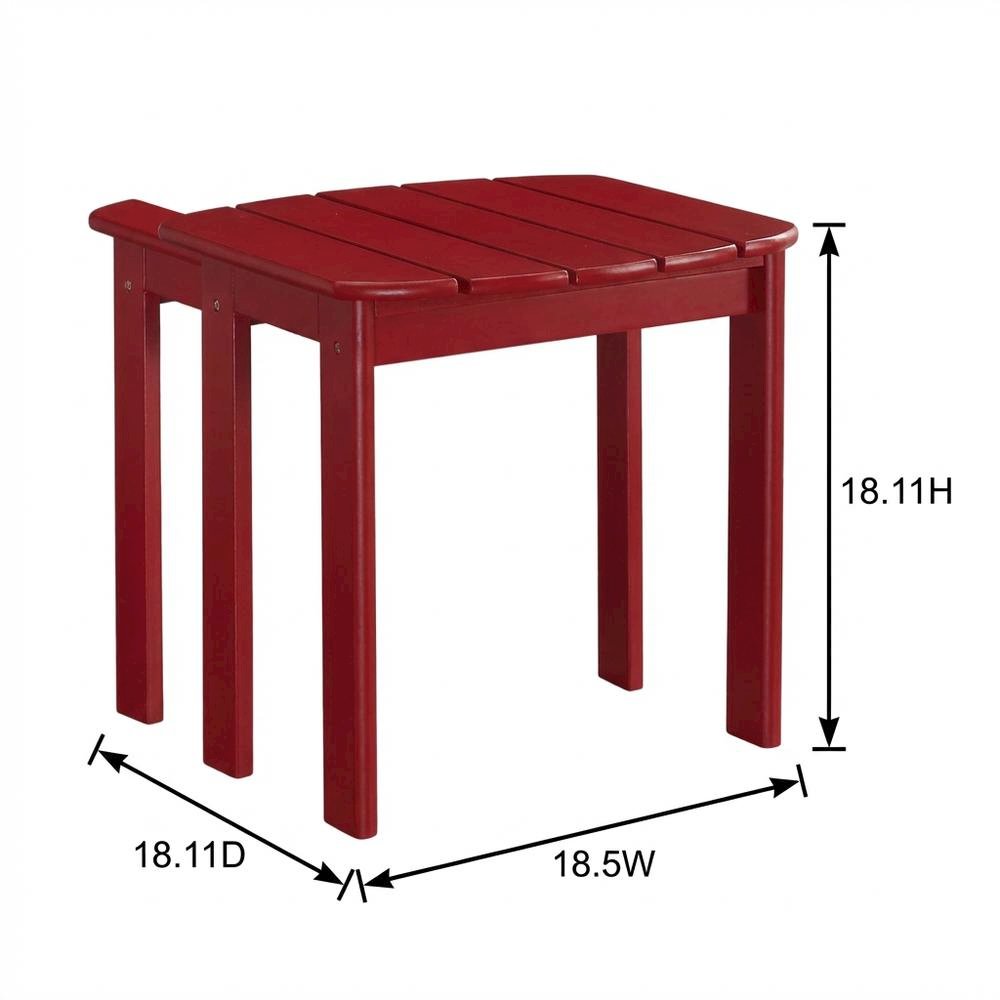 Red Outdoor Coffee Table With Solid Wood And Acacia Finish. Picture 7